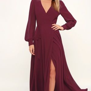 Lulus burgundy long sleeve wrap dress